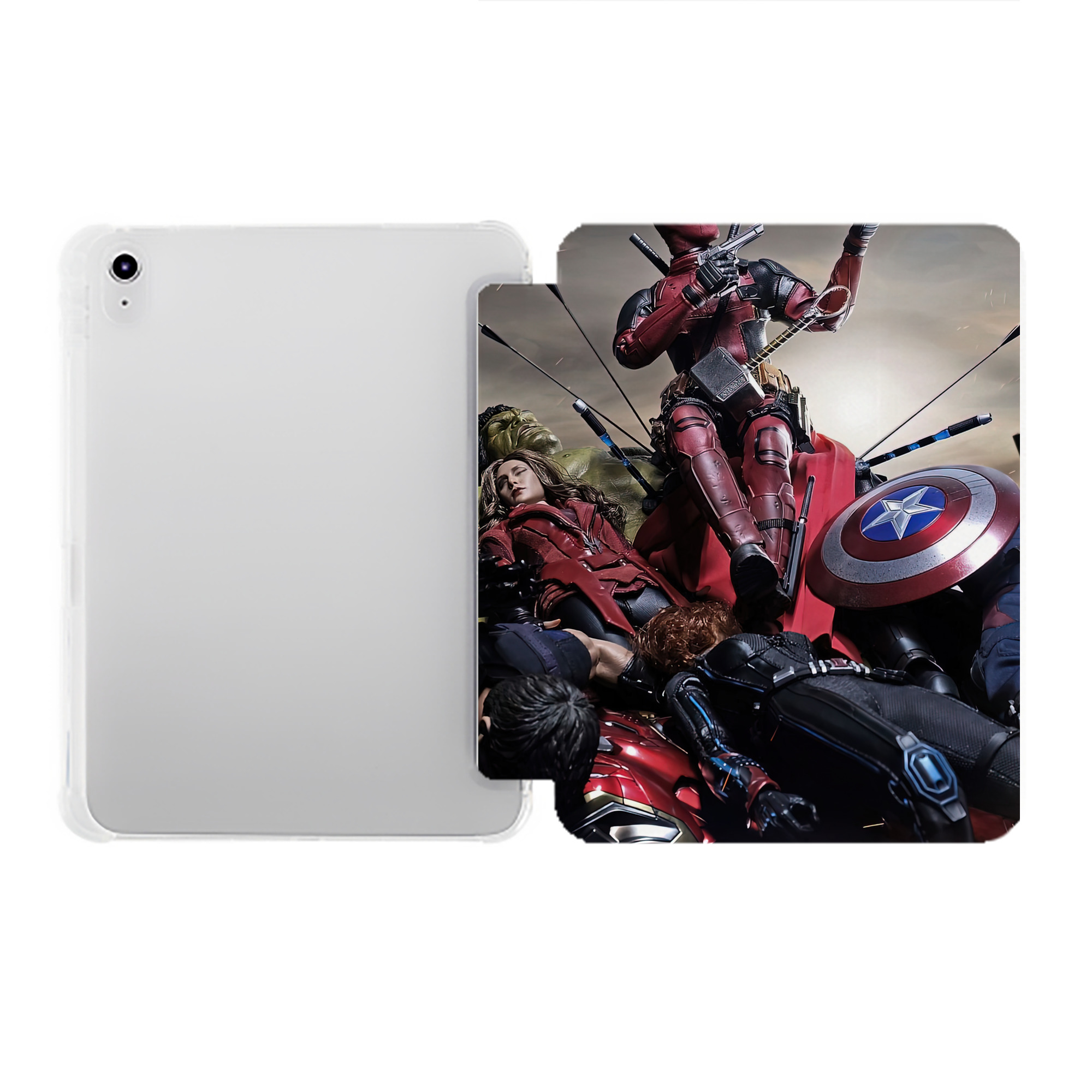 （画像用） Deadpool デッドプール IPad ケース ペン収納付き 三つ折りスタンド PUレザー×シリコン 対応機種9.5/10.5/10.9インチ